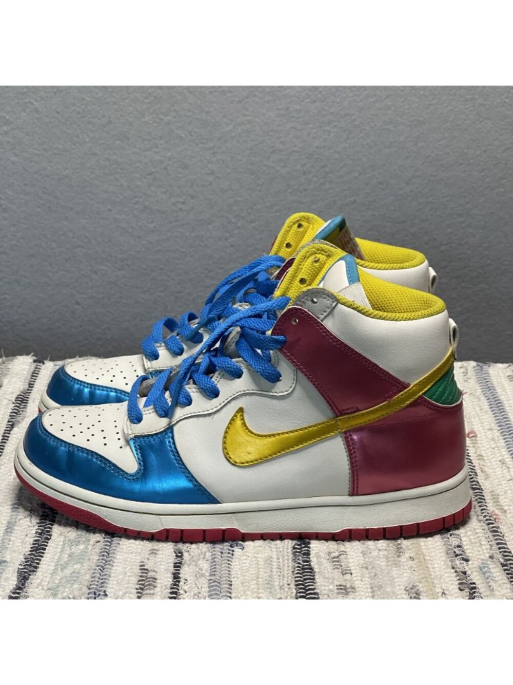 Nike Dunk High GS Youth 6.5 Womens Size 8 Multicolor Patent Leather Sneakers - Picture 4 of 10